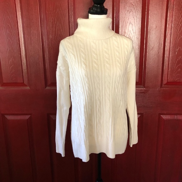 Talbots Cable Knit Turtleneck Sweater- size L - NWT - Picture 4 of 15